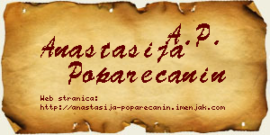 Anastasija Poparečanin vizit kartica